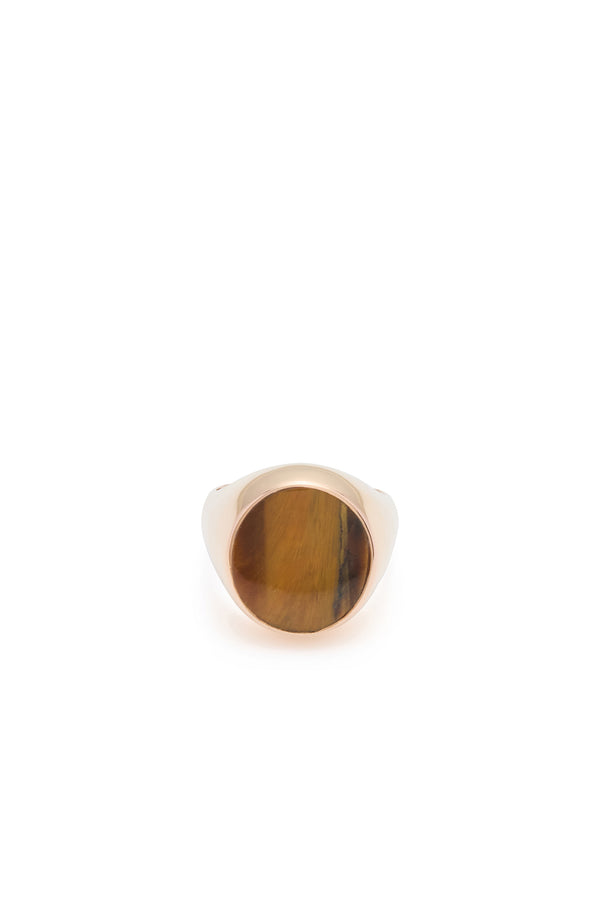 Gabriela Hearst Signet Ring In 18K Rose Gold & Tiger's Eye Stone With Brown Diamond