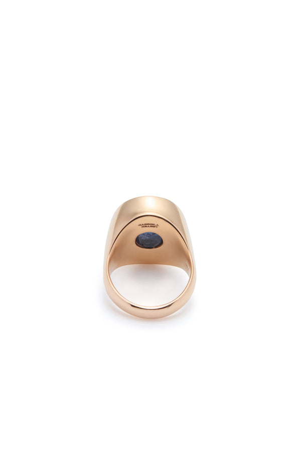 Gabriela Hearst Signet Ring In 18K Rose Gold & Turquoise Stone With Blue Sapphire