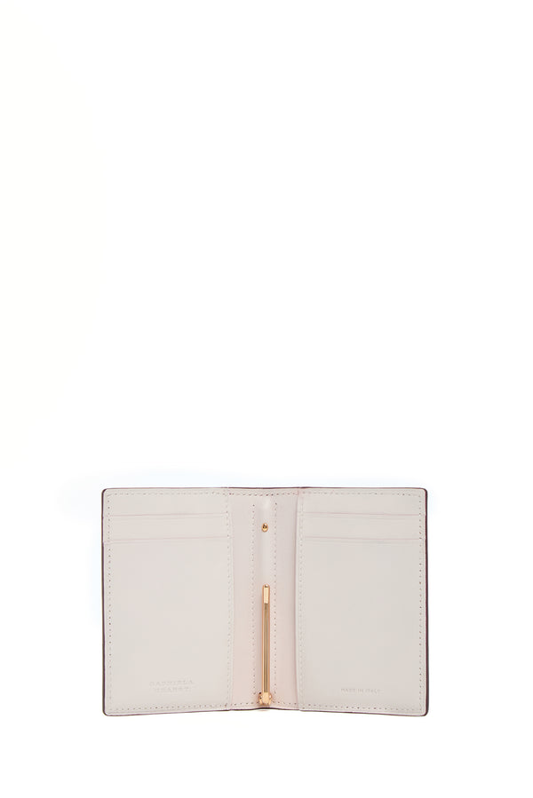 Gabriela Hearst Simple Card Wallet In Bordeaux & Pink Leather