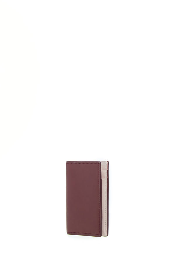 Gabriela Hearst Simple Card Wallet In Bordeaux & Pink Leather