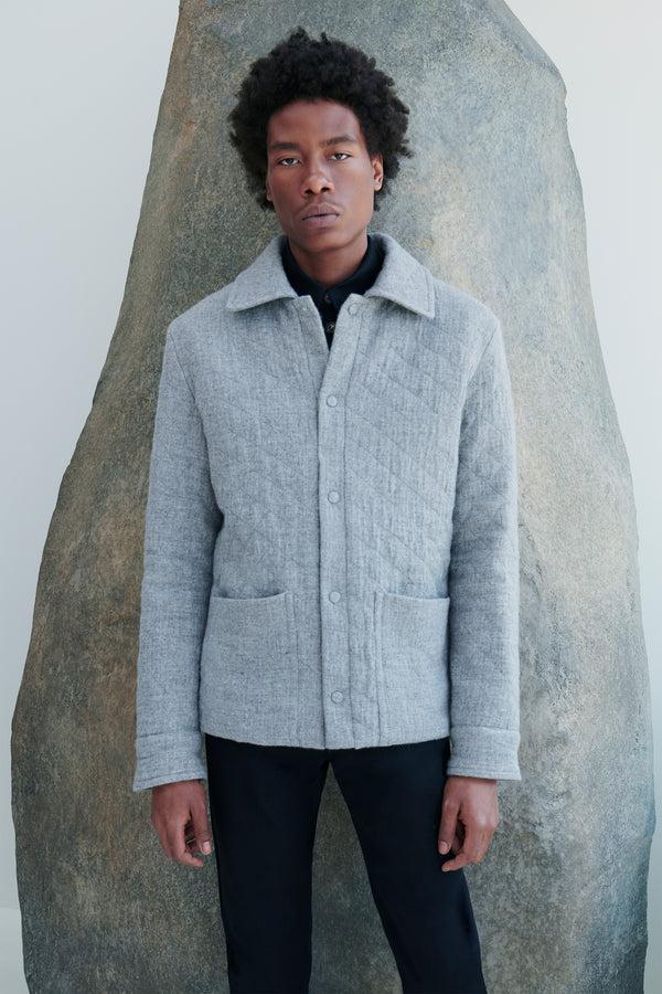 Gabriela Hearst Skye Paddock Jacket In Light Grey Melange Cashmere Linen