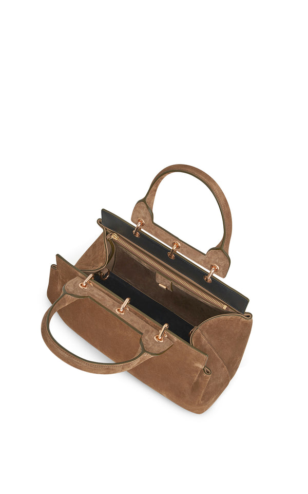 Gabriela Hearst Small Amethyst Bag In Dark Sand Suede