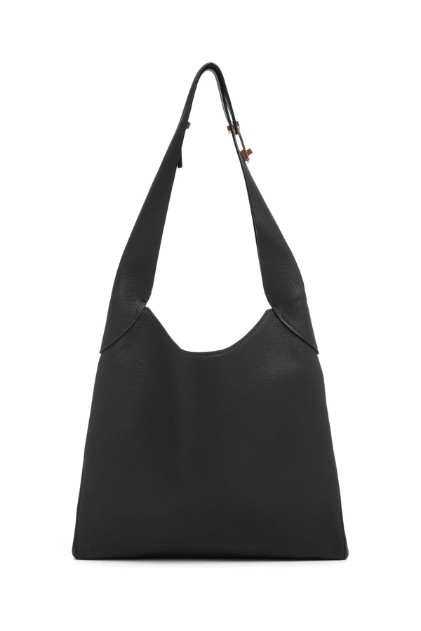 gabriela hearst Small Hobo Bag in Black Textured Nappa Leather