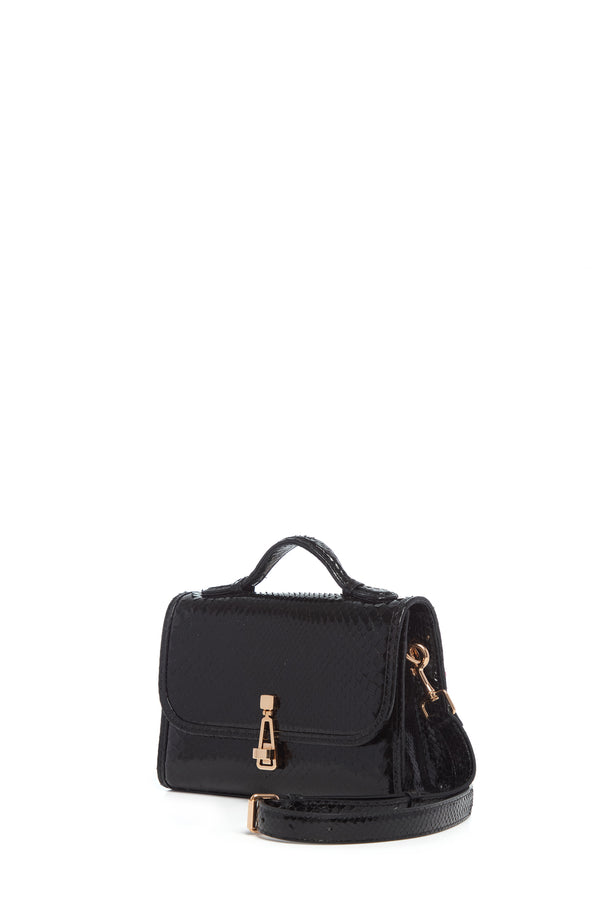 Gabriela Hearst Small Leonora Flap Bag In Black Snakeskin With Sunglasses Pouch