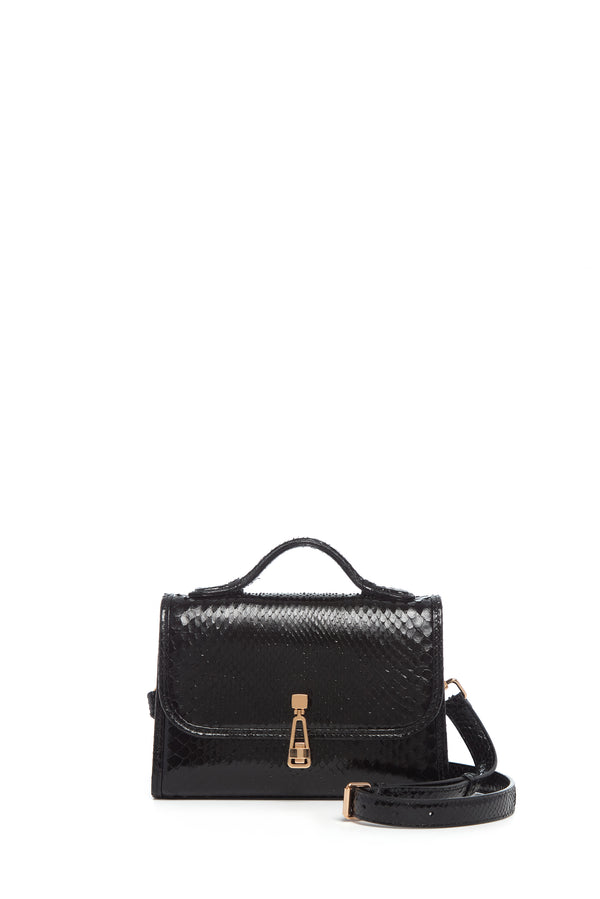 Gabriela Hearst Small Leonora Flap Bag In Black Snakeskin With Sunglasses Pouch