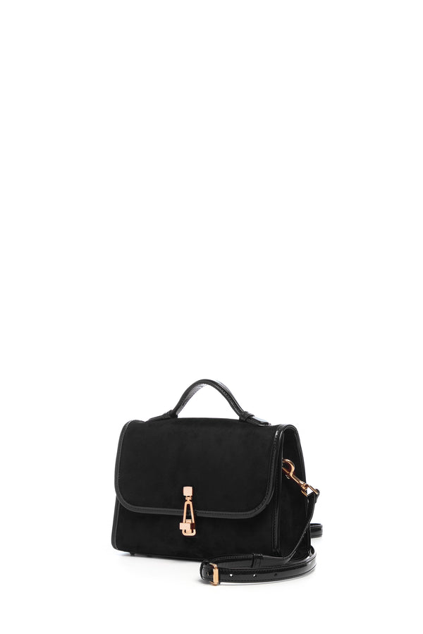 Gabriela Hearst Small Leonora Flap Bag In Black Suede