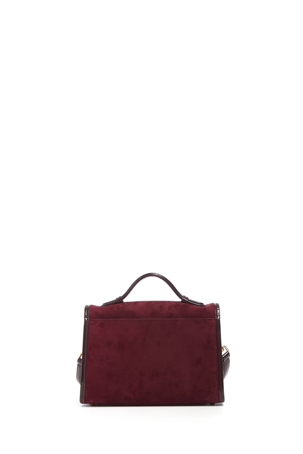 Gabriela Hearst Small Leonora Flap Bag In Bordeaux Suede