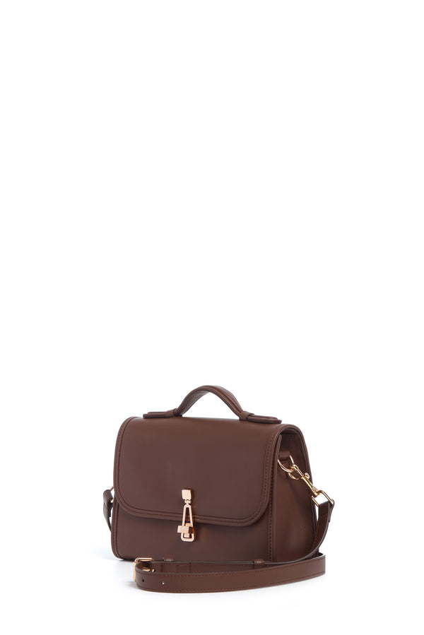 Gabriela Hearst Small Leonora Flap Bag In Chocolate Leather