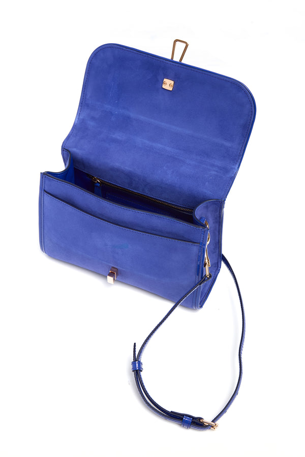 Gabriela Hearst Small Leonora Flap Bag In Cobalt Suede