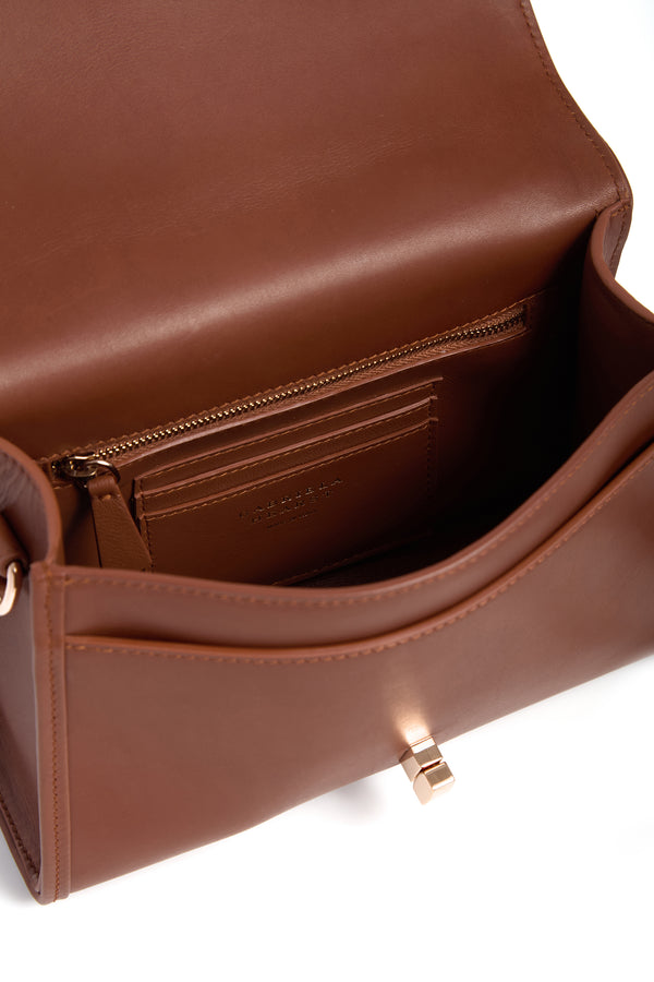 Gabriela Hearst Small Leonora Flap Bag In Cognac Leather