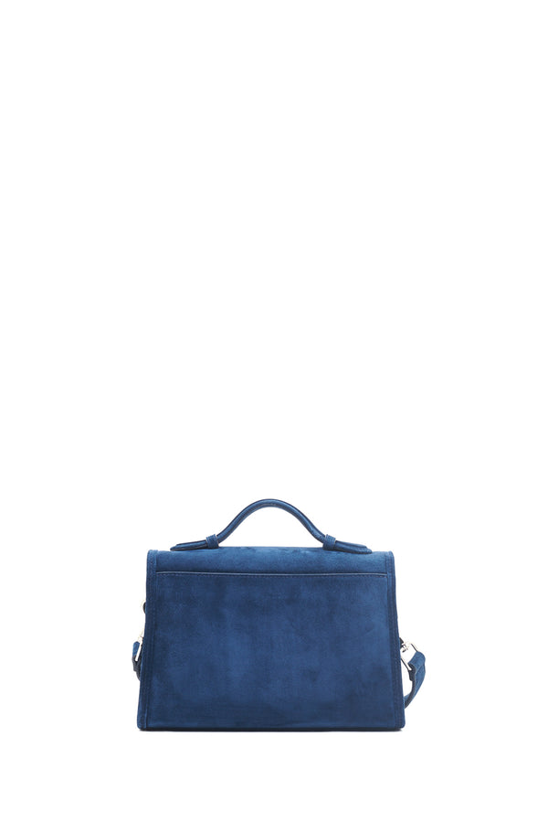 Gabriela Hearst Small Leonora Flap Bag In Navy Suede