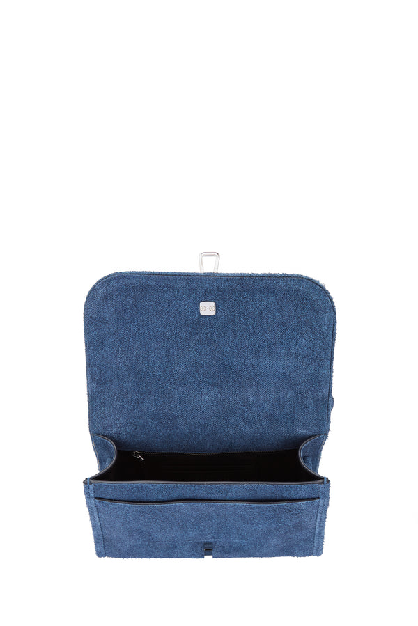 Gabriela Hearst Small Leonora In Medium Blue Suede Denim