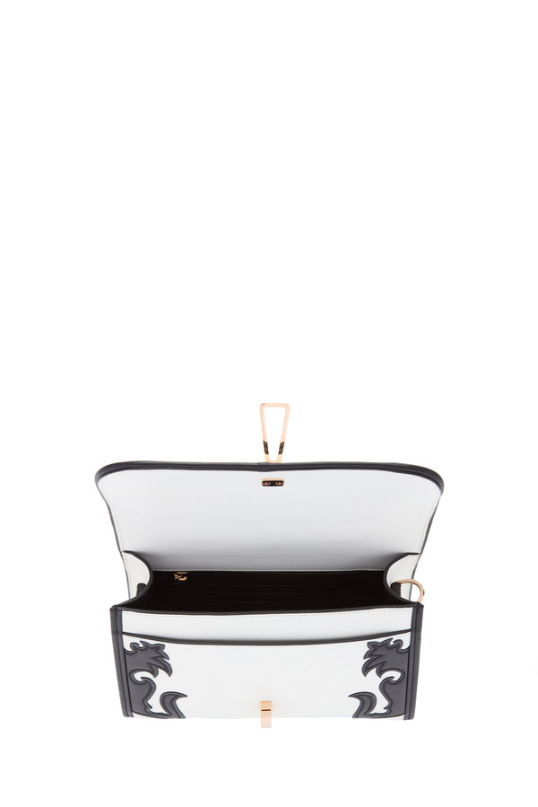 Gabriela Hearst Small Leonora Western Flap Bag In Black & Ivory Leather