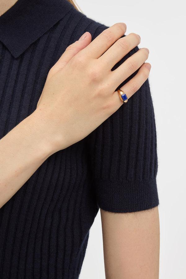 Gabriela Hearst Small Ring In 18K Yellow Gold & Lapis Stone