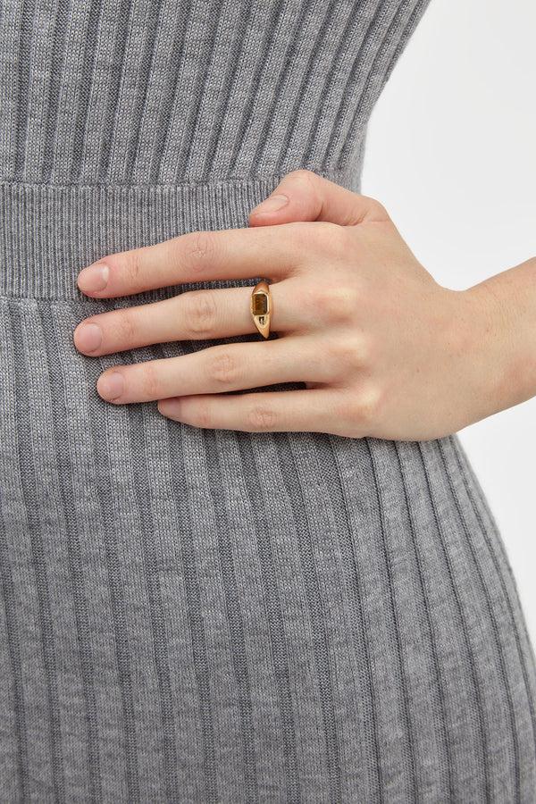 Gabriela Hearst Small Ring In 18K Yellow Gold & Tiger's Eye Stone