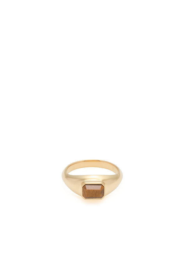 Gabriela Hearst Small Ring In 18K Yellow Gold & Tiger's Eye Stone