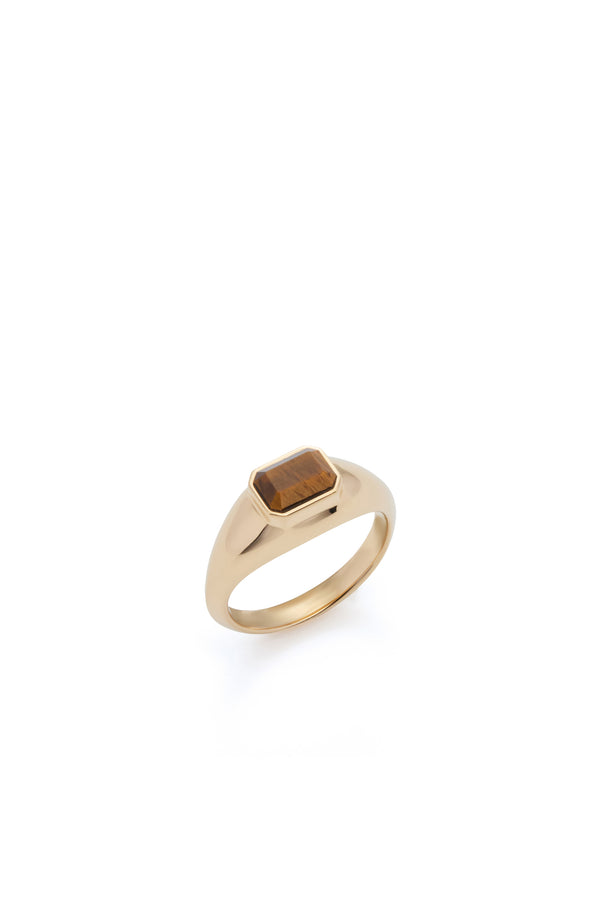 gabriela hearst Small Ring in 18K Yellow Gold & Tiger's Eye Stone