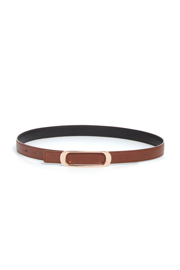 gabriela hearst Small Timon Reversible Belt in Cognac & Black Leather