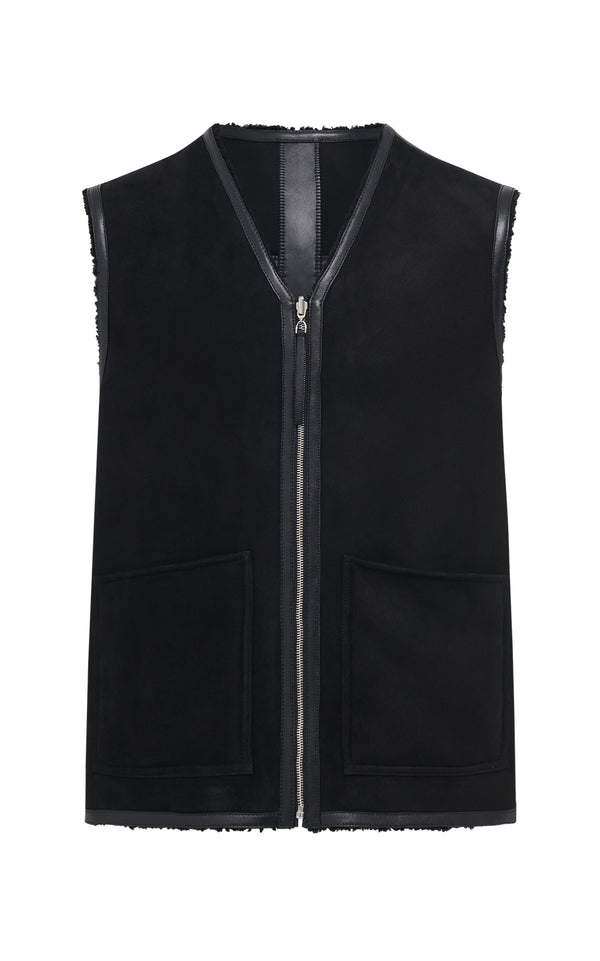 gabriela hearst Snowdon Reversible Vest in Black Shearling