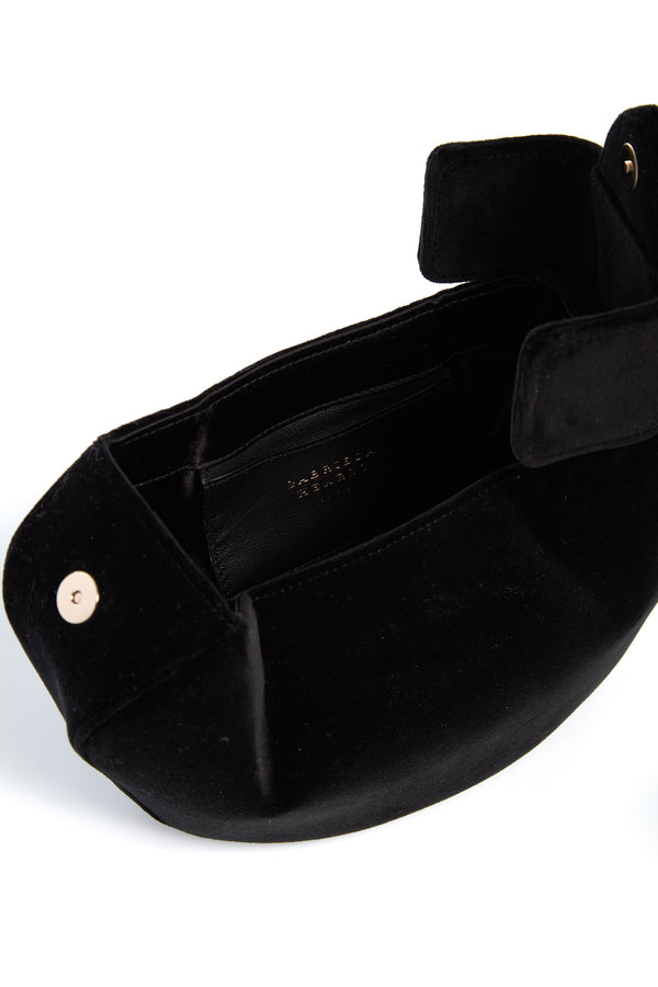 Gabriela Hearst Soft Demi Clutch In Black Cotton Velvet