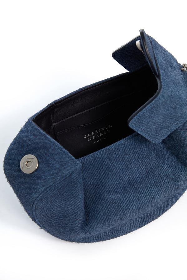 Gabriela Hearst Soft Demi Clutch In Medium Blue Suede Denim