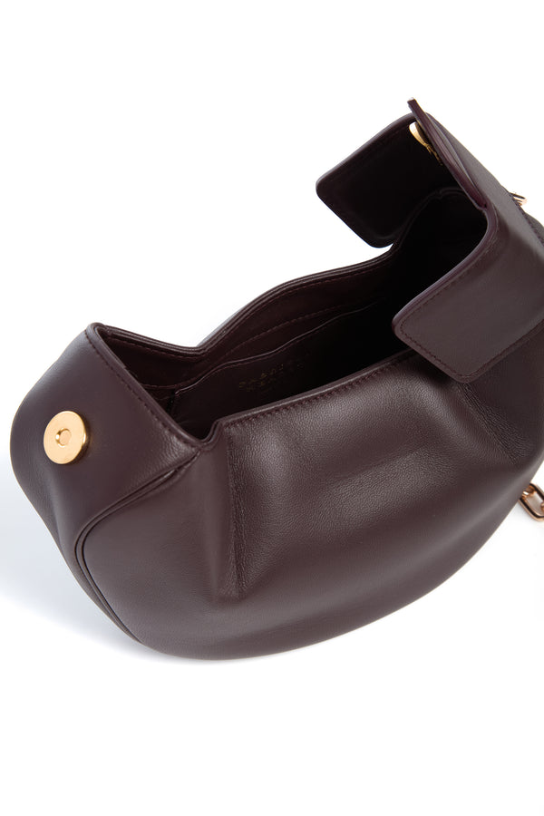 Gabriela Hearst Soft Demi Clutch With Chain In Bordeaux Nappa Leather
