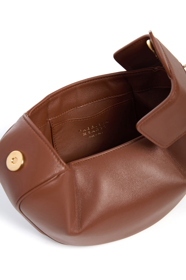 Gabriela Hearst Soft Demi Clutch With Chain In Cognac Nappa Leather