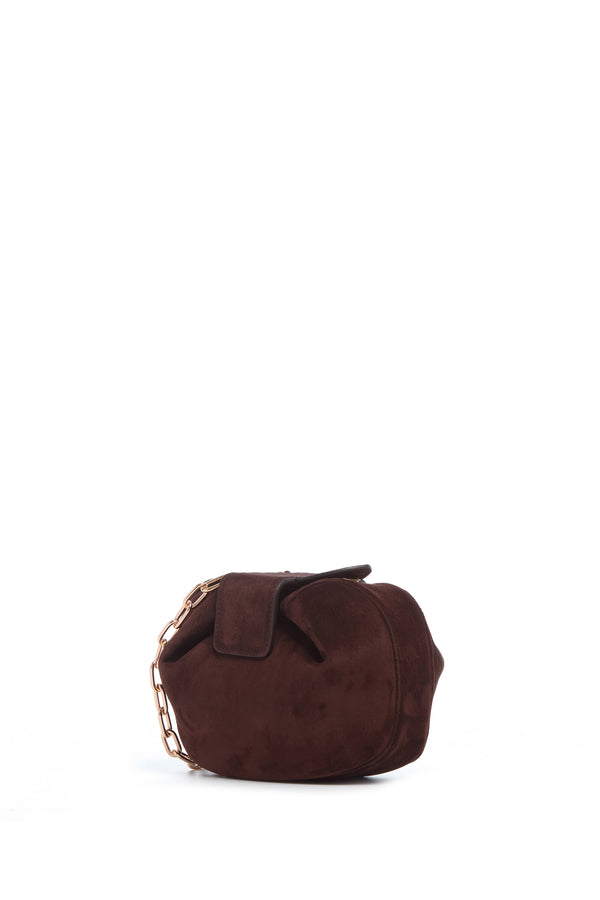 gabriela hearst Soft Demi Clutch with Chain in Dark Brown Suede