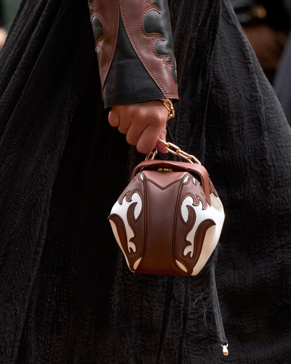 Gabriela Hearst Soft Demi Western Clutch With Chain In Ivory Multi Nappa Leather