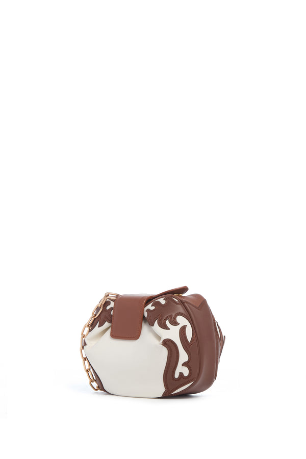 gabriela hearst Soft Demi Western Clutch with Chain in Ivory Multi Nappa Leather