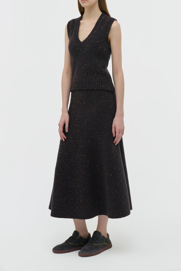 Gabriela Hearst Solomon Knit Vest In Charcoal Multi Speckle Cashmere