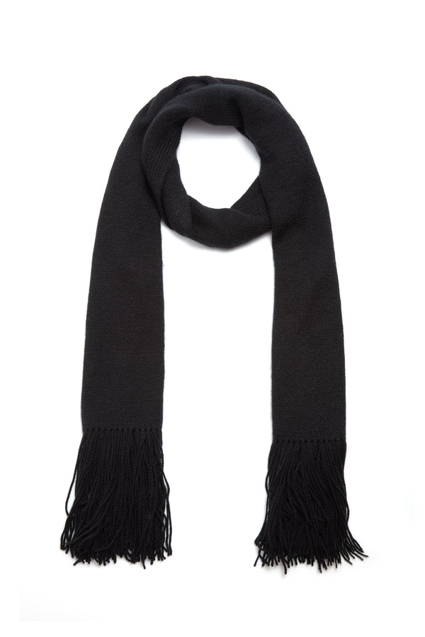 Gabriela Hearst Staffordshire Knit Fringe Scarf In Black Cashmere