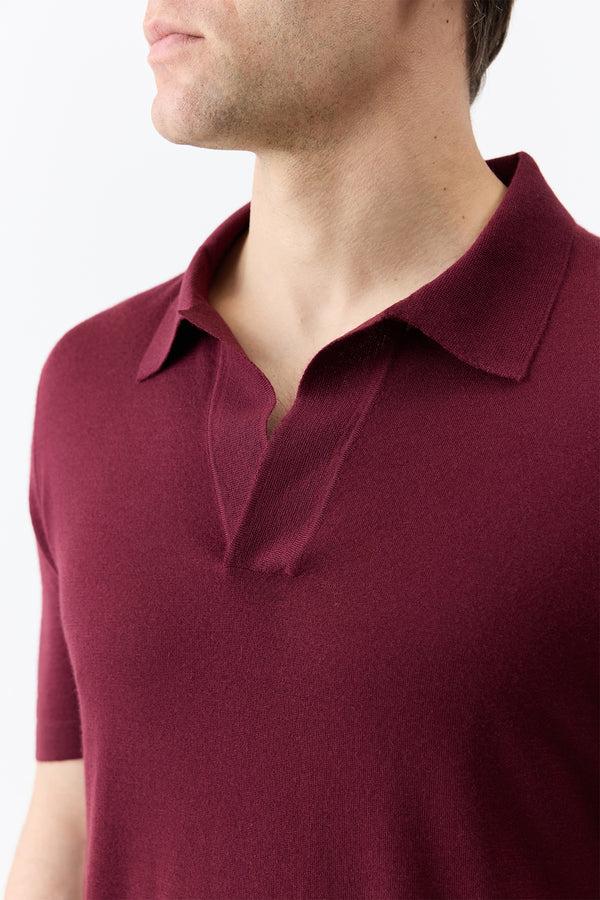 Gabriela Hearst Stendhal Knit Short Sleeve Polo In Bordeaux Cashmere