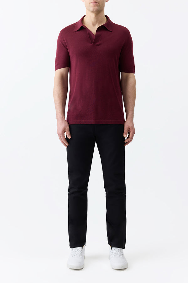 Gabriela Hearst Stendhal Knit Short Sleeve Polo In Bordeaux Cashmere