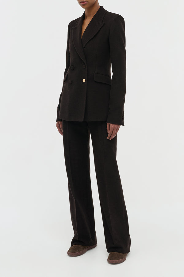 Gabriela Hearst Stephanie Blazer In Chocolate Fine Cashmere Corduroy