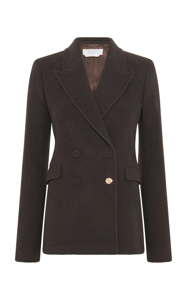 gabriela hearst Stephanie Blazer in Chocolate Fine Cashmere Corduroy