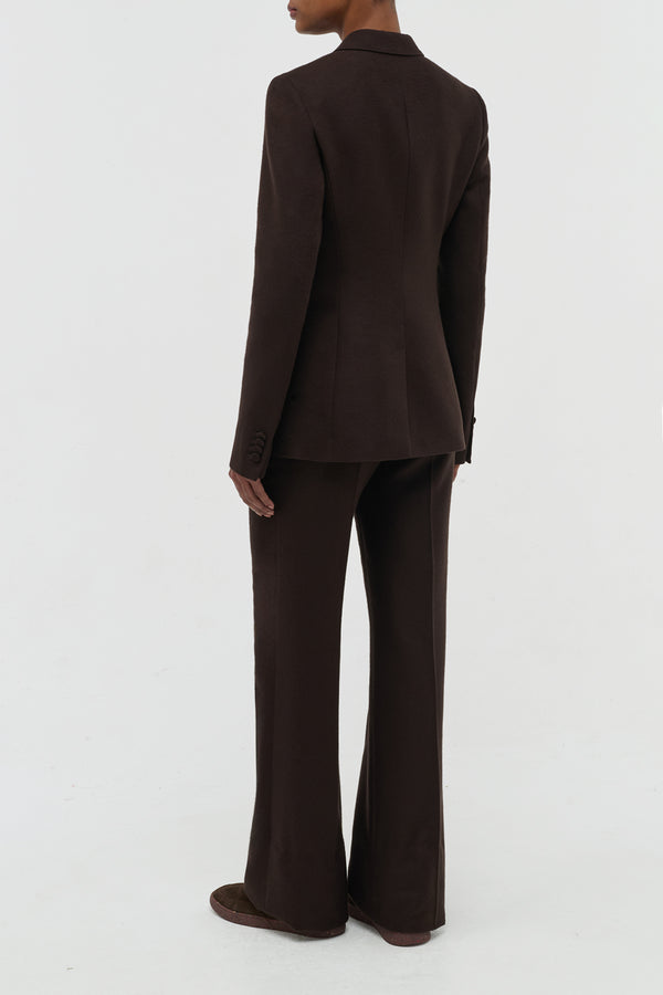 Gabriela Hearst Stephanie Blazer In Chocolate Winter Silk