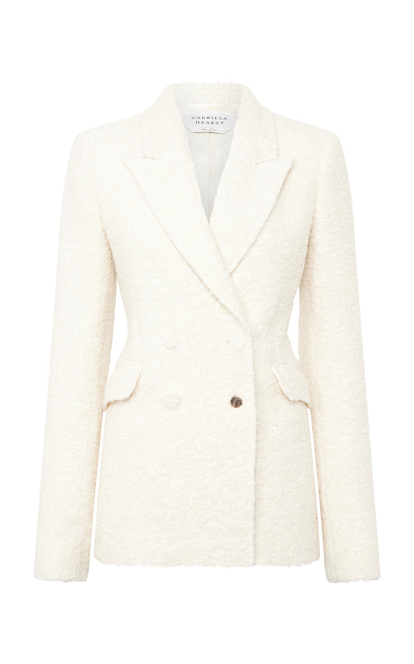 gabriela hearst Stephanie Blazer in Ivory Recycled Cashmere Boucle