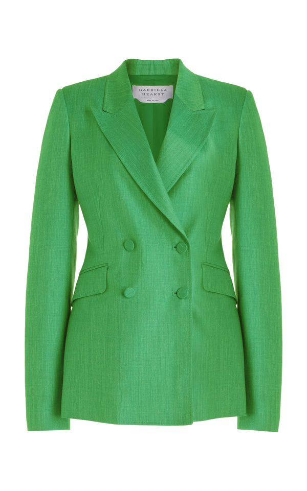 gabriela hearst Stephanie Blazer in Peridot Green Virgin Wool and Silk Linen