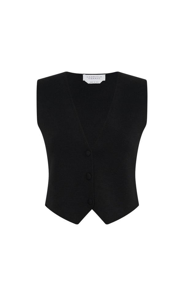 gabriela hearst Styx Knit Vest in Black Merino Wool Cashmere