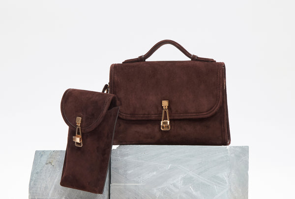 Gabriela Hearst Sunglasses Pouch In Dark Brown Suede