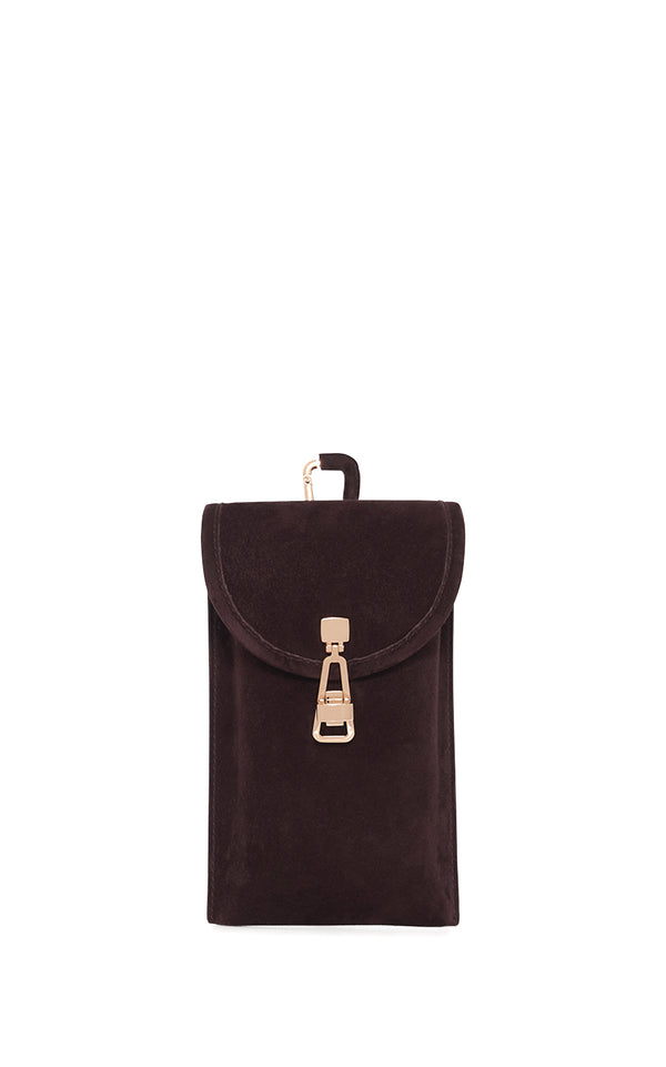 gabriela hearst Sunglasses Pouch in Dark Brown Suede