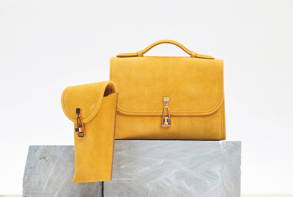 Gabriela Hearst Sunglasses Pouch In Golden Birch Suede