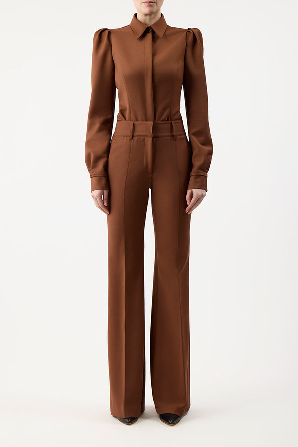Gabriela Hearst Talbot Shirt In Cognac Sportswear Wool