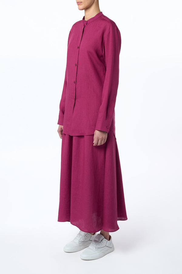 Gabriela Hearst Terra Shirt In Raspberry Aloe Linen