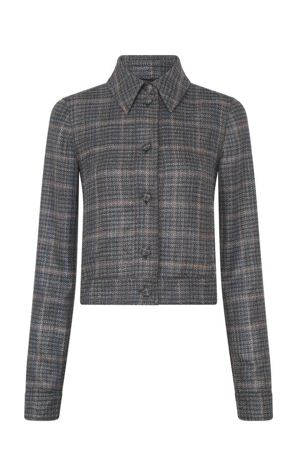 gabriela hearst Thereza Jacket in Charcoal Multi Wool Silk Clubcheck Plaid gabriela hearst Thereza Jacket in Charcoal Multi Wool Silk Clubcheck Plaid