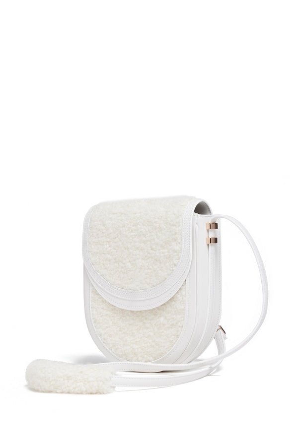 Gabriela Hearst Tina Crossbody Bag In Ivory Nappa Leather With Cashmere Boucle