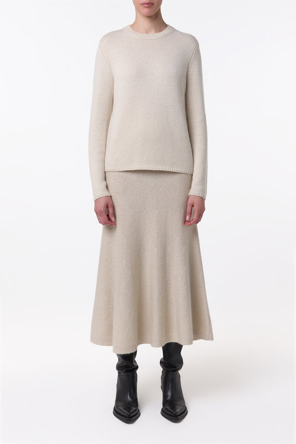 Gabriela Hearst Titan Knit Midi Skirt In Ivory Cashmere