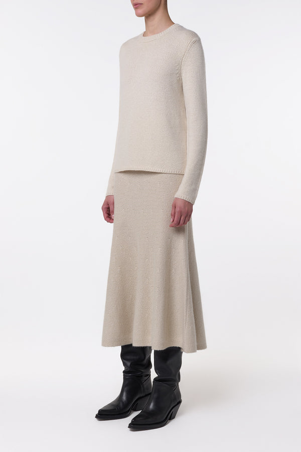 Gabriela Hearst Titan Knit Midi Skirt In Ivory Cashmere