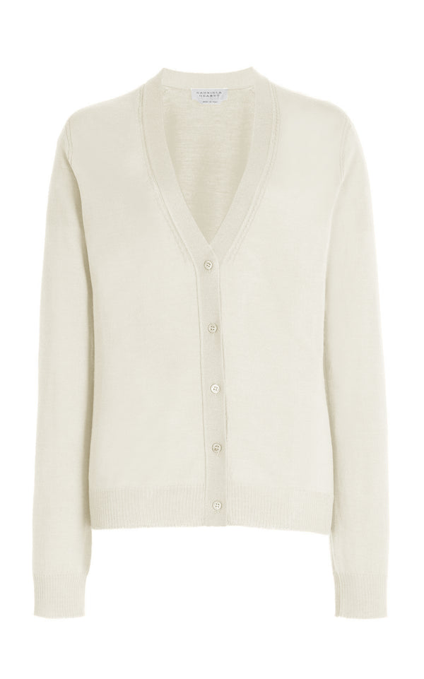 gabriela hearst Tori Knit Cardigan in Ivory Cashmere Silk gabriela hearst Tori Knit Cardigan in Ivory Cashmere Silk
